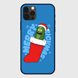 Чехол для iPhone 12 Pro Max Новогодний Рик огурчик - Merry Rickmas, цвет: 3D-черный