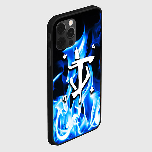 Чехол iPhone 12 Pro Max Doom fire logo steel / 3D-Черный – фото 2