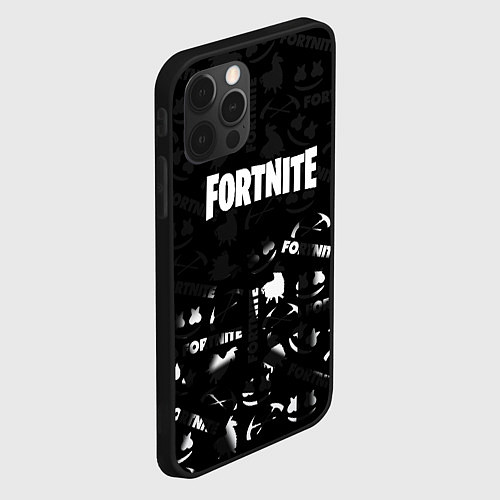 Чехол iPhone 12 Pro Max Fortnite pattern black / 3D-Черный – фото 2