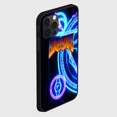 Чехол iPhone 12 Pro Max Doom мистические символы / 3D-Черный – фото 2