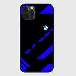 Чехол для iPhone 12 Pro Max BMW blue geometry, цвет: 3D-черный