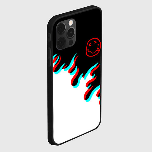 Чехол iPhone 12 Pro Max Нирвана глитч огонь / 3D-Черный – фото 2