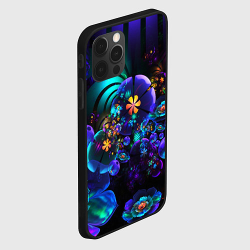 Чехол iPhone 12 Pro Max Оптический фрактальный цветок / 3D-Черный – фото 2