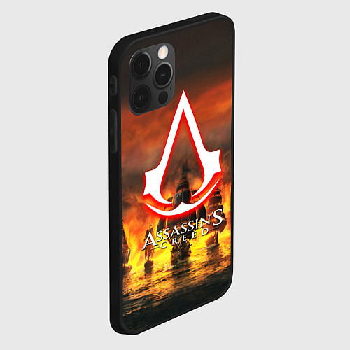 Чехол iPhone 12 Pro Max Assassins Creed корабли / 3D-Черный – фото 2