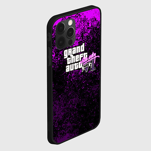 Чехол iPhone 12 Pro Max GTA 6 vice city брызги красок неон / 3D-Черный – фото 2