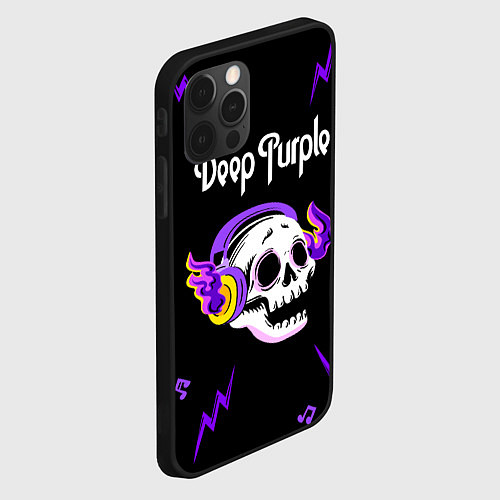 Чехол iPhone 12 Pro Max Deep Purple неоновый череп / 3D-Черный – фото 2