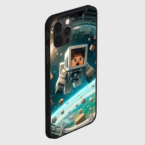 Чехол iPhone 12 Pro Max An astronaut in outer space - Minecraft / 3D-Черный – фото 2