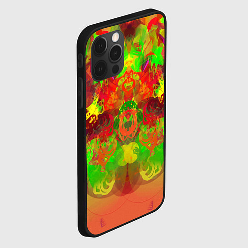 Чехол iPhone 12 Pro Max Кислотные абстрактные краски / 3D-Черный – фото 2