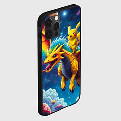 Чехол для iPhone 12 Pro Max Pikachu on a fabulous dragon - neon glow, цвет: 3D-черный — фото 2