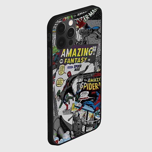 Чехол iPhone 12 Pro Max Spider-man comics / 3D-Черный – фото 2