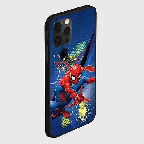 Чехол iPhone 12 Pro Max Spider-man with a spider web / 3D-Черный – фото 2