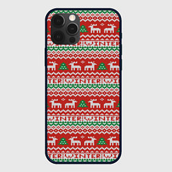 Чехол для iPhone 12 Pro Max Deer christmas pattern, цвет: 3D-черный