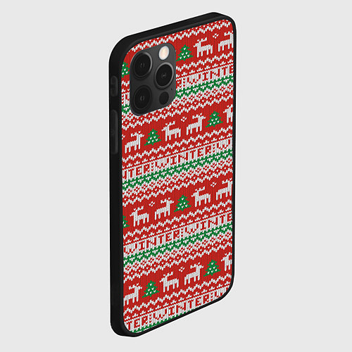 Чехол iPhone 12 Pro Max Deer christmas pattern / 3D-Черный – фото 2