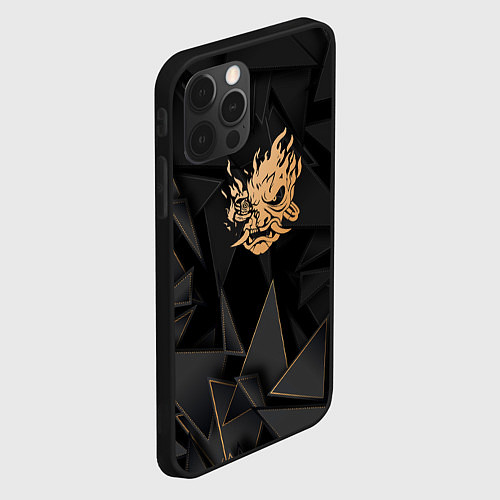 Чехол iPhone 12 Pro Max Cyberpunk 2077 golden poly / 3D-Черный – фото 2