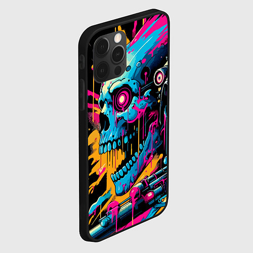 Чехол iPhone 12 Pro Max Cool cyber skull - ai art / 3D-Черный – фото 2