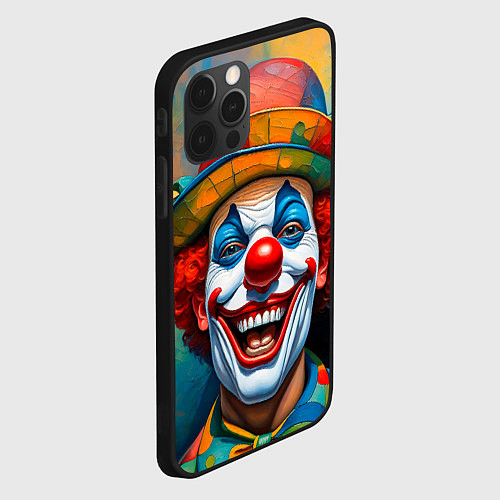 Чехол iPhone 12 Pro Max Нейросеть - безумный клоун / 3D-Черный – фото 2