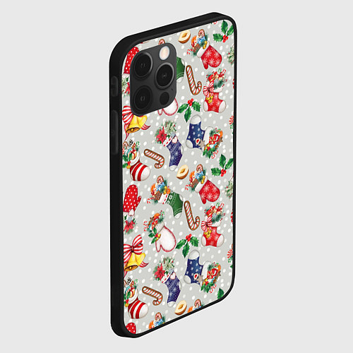 Чехол iPhone 12 Pro Max Christmas Pattern / 3D-Черный – фото 2