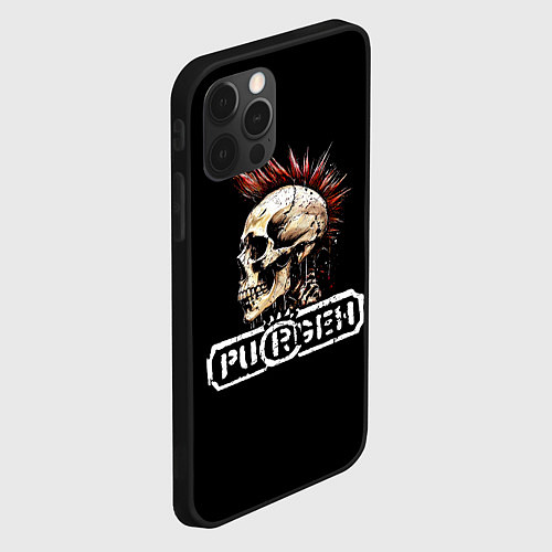 Чехол iPhone 12 Pro Max Purgen череп к красным ирокезом / 3D-Черный – фото 2