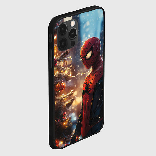 Чехол iPhone 12 Pro Max Spider-man new year / 3D-Черный – фото 2