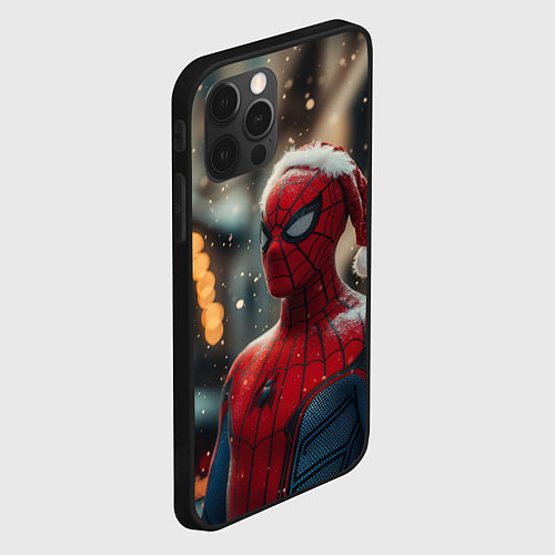 Чехол iPhone 12 Pro Max New year Spider-man / 3D-Черный – фото 2