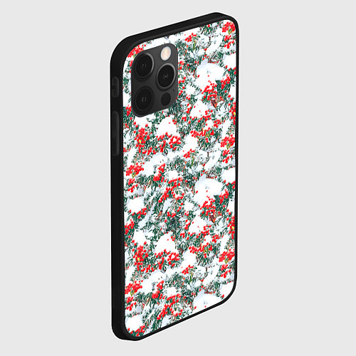 Чехол iPhone 12 Pro Max Ветки рябины в снегу / 3D-Черный – фото 2