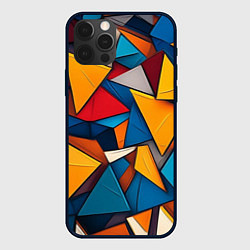 Чехол для iPhone 12 Pro Max Разноцветные треугольники, цвет: 3D-черный