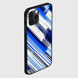 Чехол для iPhone 12 Pro Max Синие диагональные полосы на белом фоне, цвет: 3D-черный — фото 2