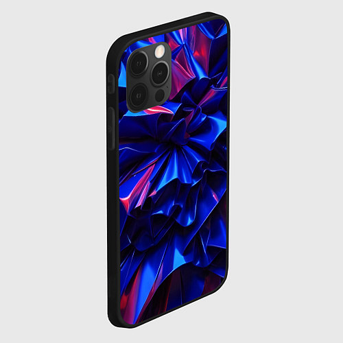 Чехол iPhone 12 Pro Max Синие абстрактные изгибы / 3D-Черный – фото 2