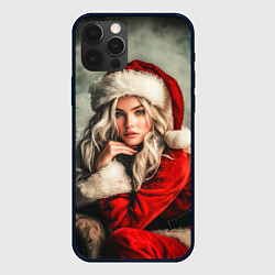 Чехол для iPhone 12 Pro Max Блондинка в костюме Санты, цвет: 3D-черный