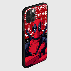 Чехол для iPhone 12 Pro Max Дэдпул новогодний узор, цвет: 3D-черный — фото 2