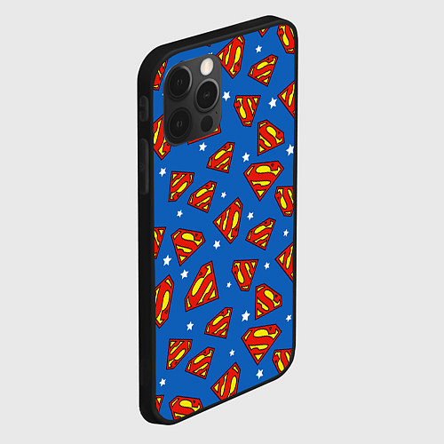 Чехол iPhone 12 Pro Max Супермен паттерн / 3D-Черный – фото 2