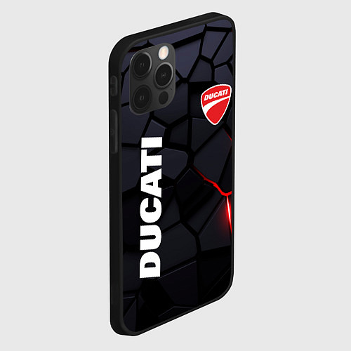 Чехол iPhone 12 Pro Max Ducati - плиты с эффектом свечения / 3D-Черный – фото 2