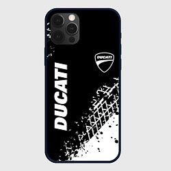 Чехол для iPhone 12 Pro Max Ducati - следы от шин, цвет: 3D-черный