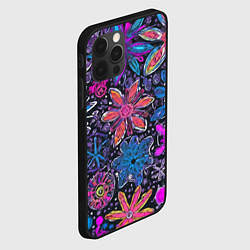 Чехол для iPhone 12 Pro Max Неоновые абстрактные снежинки, цвет: 3D-черный — фото 2