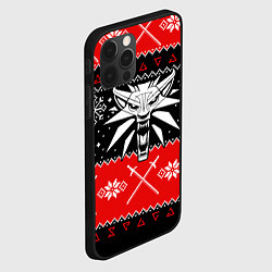 Чехол для iPhone 12 Pro Max Ведьмак новогодний ugly свитер, цвет: 3D-черный — фото 2