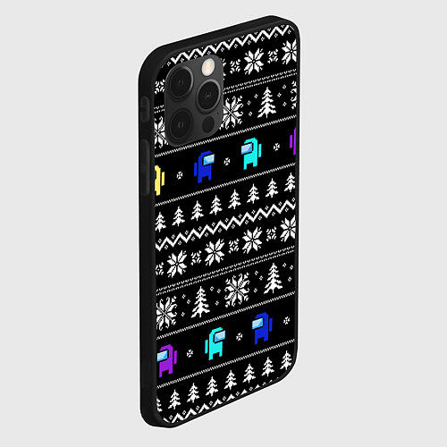 Чехол iPhone 12 Pro Max Ornament - Among Us new year / 3D-Черный – фото 2