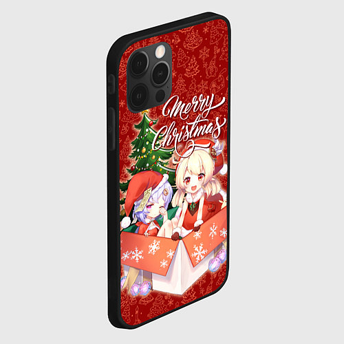 Чехол iPhone 12 Pro Max Геншин импакт Кли - Новый год / 3D-Черный – фото 2