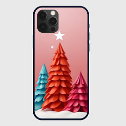 Чехол для iPhone 12 Pro Max Новогодние ели, цвет: 3D-черный