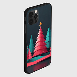 Чехол для iPhone 12 Pro Max Новогодний ночной лес, цвет: 3D-черный — фото 2