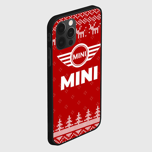 Чехол iPhone 12 Pro Max Новогодний Mini с оленями / 3D-Черный – фото 2