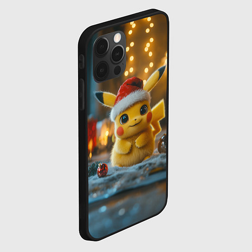 Чехол iPhone 12 Pro Max Пикачу и Рождество / 3D-Черный – фото 2