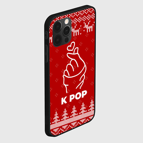 Чехол iPhone 12 Pro Max Новогодний K Pop с оленями / 3D-Черный – фото 2