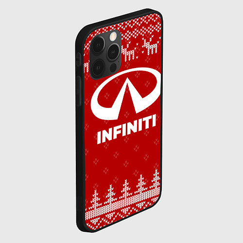 Чехол iPhone 12 Pro Max Новогодний Infiniti с оленями / 3D-Черный – фото 2