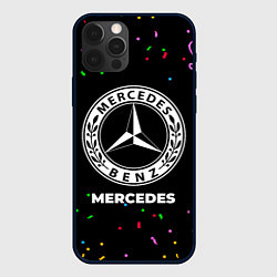 Чехол для iPhone 12 Pro Max Mercedes конфети, цвет: 3D-черный