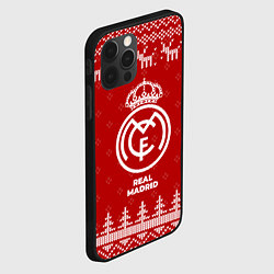Чехол для iPhone 12 Pro Max Новогодний Real Madrid с оленями, цвет: 3D-черный — фото 2