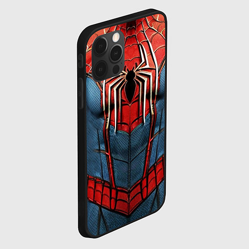 Чехол iPhone 12 Pro Max Классический костюм человека паука / 3D-Черный – фото 2