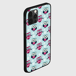 Чехол для iPhone 12 Pro Max Новогодний паттерн с милыми совами и снежинками, цвет: 3D-черный — фото 2