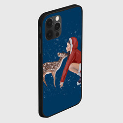 Чехол для iPhone 12 Pro Max Снегурочка в красном с оленёнком, цвет: 3D-черный — фото 2