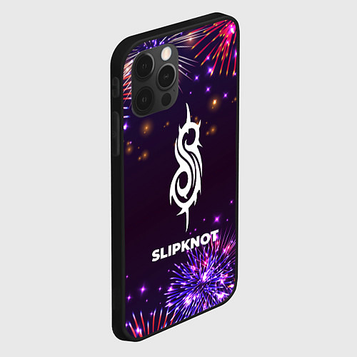 Чехол iPhone 12 Pro Max Праздничный Slipknot Fireworks / 3D-Черный – фото 2