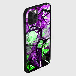 Чехол для iPhone 12 Pro Max Чёрно-зелёная абстракция на фиолетовом фоне, цвет: 3D-черный — фото 2